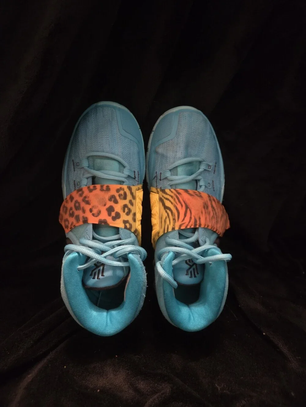 Nike Teal High-Top Shoes with Neon Orange Leopard Strap
